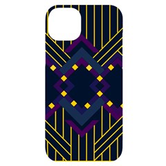 Line Square Pattern Violet Blue Yellow Design Iphone 14 Plus Black Uv Print Case by Ravend