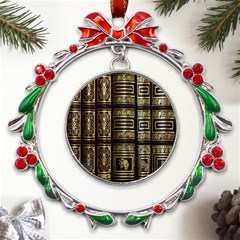 Detail Golden Gold Ornaments Metal X mas Wreath Ribbon Ornament