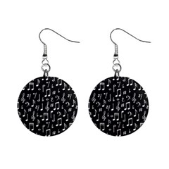 Chalk Music Notes Signs Seamless Pattern Mini Button Earrings by Ravend