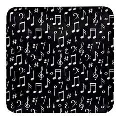 Chalk Music Notes Signs Seamless Pattern Square Glass Fridge Magnet (4 Pack) by Ravend