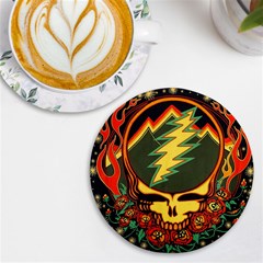 Grateful Dead Scarlet Fire Uv Print Round Tile Coaster by Perong