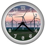 Wind Giants At Twilight Wall Clock (Silver) Front