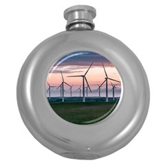 Wind Giants At Twilight Round Hip Flask (5 Oz) by Tellerarts