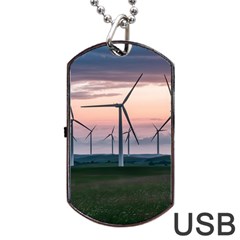 Wind Giants At Twilight Dog Tag Usb Flash (two Sides) by Tellerarts