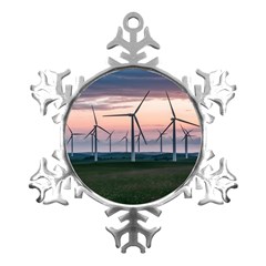 Wind Giants At Twilight Metal Small Snowflake Ornament by Tellerarts