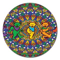 Dead Dancing Bears Grateful Dead Pattern Magnet 5  (round) by Grandong