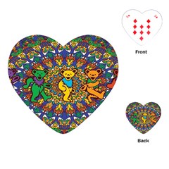 Dead Dancing Bears Grateful Dead Pattern Playing Cards Single Design (heart)