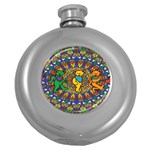 Dead Dancing Bears Grateful Dead Pattern Round Hip Flask (5 oz) Front