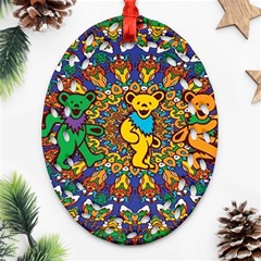 Dead Dancing Bears Grateful Dead Pattern Ornament (oval Filigree)