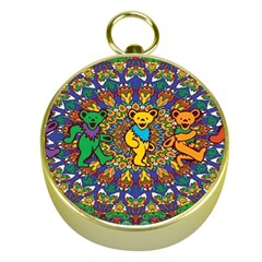 Dead Dancing Bears Grateful Dead Pattern Gold Compasses by Grandong