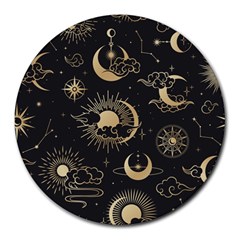 Asian Seamless Pattern With Clouds Moon Sun Stars Vector Collection Oriental Chinese Japanese Korean Round Mousepad