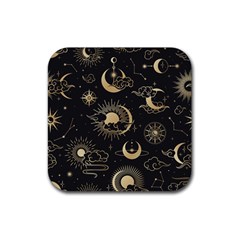 Asian Seamless Pattern With Clouds Moon Sun Stars Vector Collection Oriental Chinese Japanese Korean Rubber Coaster (square)