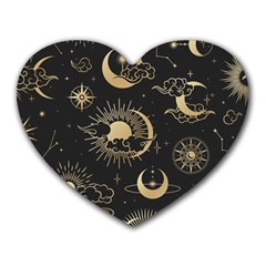 Asian Seamless Pattern With Clouds Moon Sun Stars Vector Collection Oriental Chinese Japanese Korean Heart Mousepad by Grandong