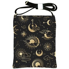 Asian Seamless Pattern With Clouds Moon Sun Stars Vector Collection Oriental Chinese Japanese Korean Shoulder Sling Bag by Grandong