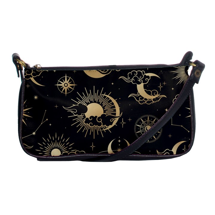 Asian Seamless Pattern With Clouds Moon Sun Stars Vector Collection Oriental Chinese Japanese Korean Shoulder Clutch Bag