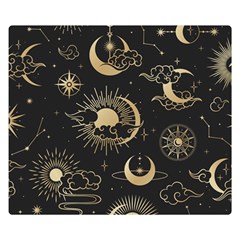 Asian Seamless Pattern With Clouds Moon Sun Stars Vector Collection Oriental Chinese Japanese Korean Two Sides Premium Plush Fleece Blanket (kids Size)