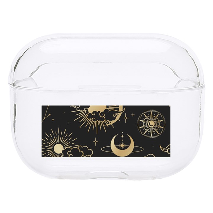 Asian Seamless Pattern With Clouds Moon Sun Stars Vector Collection Oriental Chinese Japanese Korean Hard PC AirPods Pro Case