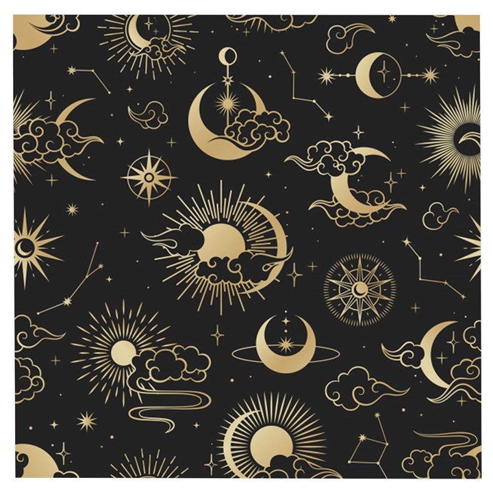 Asian Seamless Pattern With Clouds Moon Sun Stars Vector Collection Oriental Chinese Japanese Korean Wooden Puzzle Square