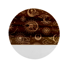 Asian Seamless Pattern With Clouds Moon Sun Stars Vector Collection Oriental Chinese Japanese Korean Marble Wood Coaster (round) by Grandong