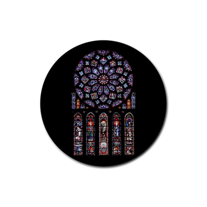 Chartres Cathedral Notre Dame De Paris Stained Glass Rubber Round Coaster (4 pack)