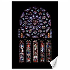 Chartres Cathedral Notre Dame De Paris Stained Glass Canvas 12  X 18  by Grandong