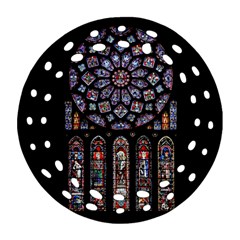 Chartres Cathedral Notre Dame De Paris Stained Glass Round Filigree Ornament (two Sides) by Grandong