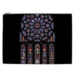 Chartres Cathedral Notre Dame De Paris Stained Glass Cosmetic Bag (xxl)