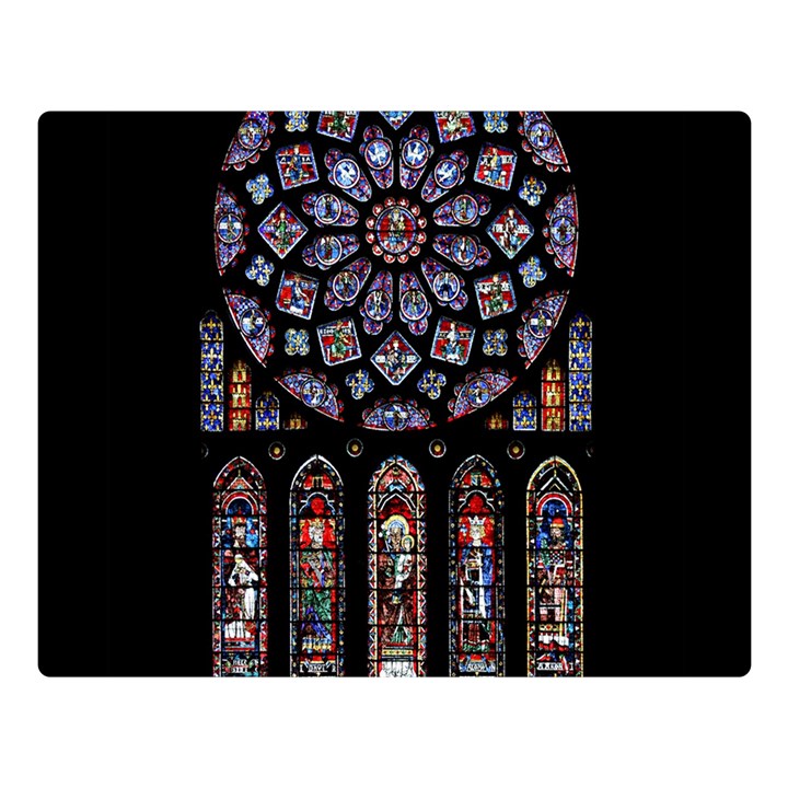 Chartres Cathedral Notre Dame De Paris Stained Glass Two Sides Premium Plush Fleece Blanket (Large)