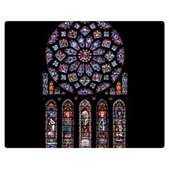 Chartres Cathedral Notre Dame De Paris Stained Glass Premium Plush Fleece Blanket (medium) by Grandong