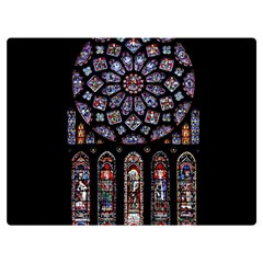 Chartres Cathedral Notre Dame De Paris Stained Glass Premium Plush Fleece Blanket (extra Small)