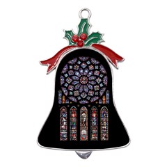 Chartres Cathedral Notre Dame De Paris Stained Glass Metal Holly Leaf Bell Ornament