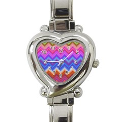 Pattern Chevron Zigzag Background Heart Italian Charm Watch by Grandong