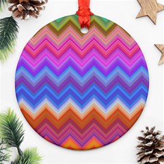 Pattern Chevron Zigzag Background Round Ornament (two Sides)