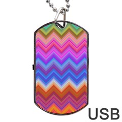 Pattern Chevron Zigzag Background Dog Tag Usb Flash (two Sides) by Grandong