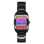 Pattern Chevron Zigzag Background Stainless Steel Barrel Watch Front