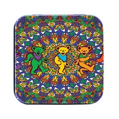 Dead Dancing Bears Grateful Dead Pattern Square Metal Box (black) by Grandong