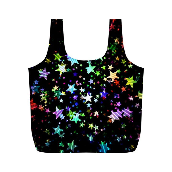 Christmas-star-gloss-lights-light Full Print Recycle Bag (M)