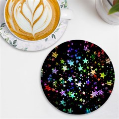 Christmas-star-gloss-lights-light Uv Print Round Tile Coaster by Grandong