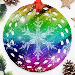 Christmas-snowflake-background Round Filigree Ornament (two Sides)