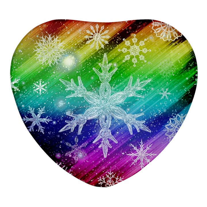 Christmas-snowflake-background Heart Glass Fridge Magnet (4 pack)