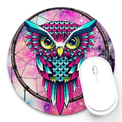 Owl Dreamcatcher Round Mousepad by Grandong