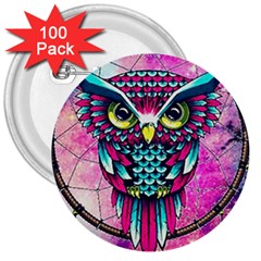 Owl Dreamcatcher 3  Buttons (100 Pack)  by Grandong