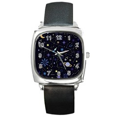 Starry Night  Space Constellations  Stars  Galaxy  Universe Graphic  Illustration Square Metal Watch by Grandong