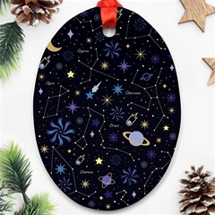 Starry Night  Space Constellations  Stars  Galaxy  Universe Graphic  Illustration Oval Ornament (two Sides) by Grandong