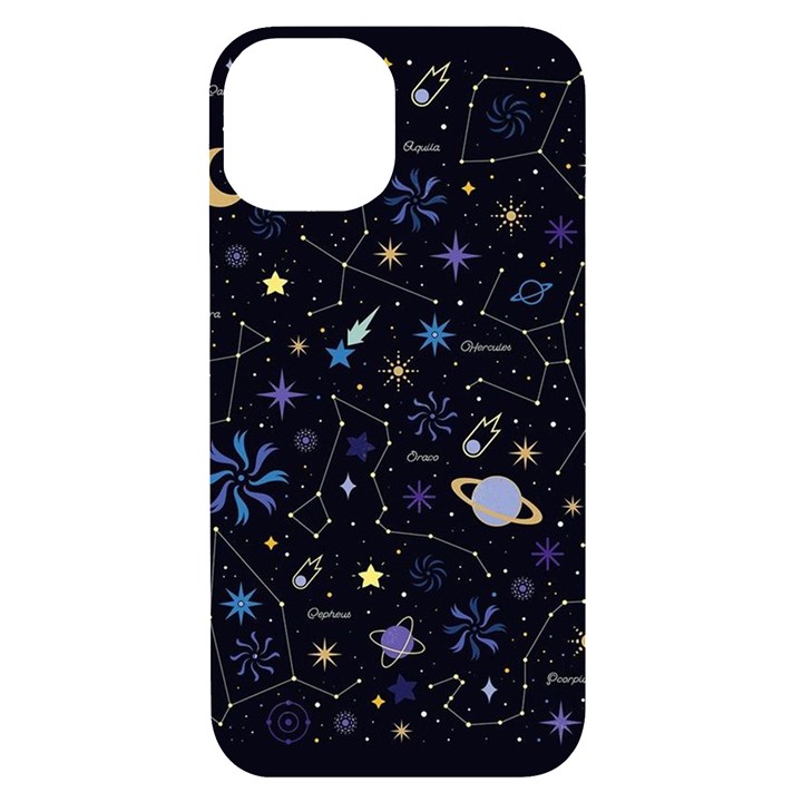 Starry Night  Space Constellations  Stars  Galaxy  Universe Graphic  Illustration iPhone 14 Black UV Print Case