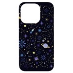 Starry Night  Space Constellations  Stars  Galaxy  Universe Graphic  Illustration iPhone 14 Pro Black UV Print Case Front