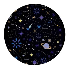 Starry Night  Space Constellations  Stars  Galaxy  Universe Graphic  Illustration Round Glass Fridge Magnet (4 Pack) by Grandong