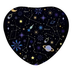 Starry Night  Space Constellations  Stars  Galaxy  Universe Graphic  Illustration Heart Glass Fridge Magnet (4 Pack) by Grandong