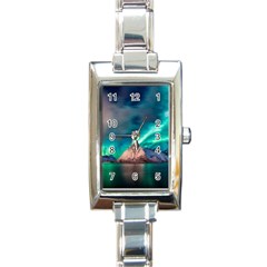 Amazing Aurora Borealis Colors Rectangle Italian Charm Watch