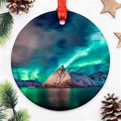 Amazing Aurora Borealis Colors Round Ornament (two Sides)